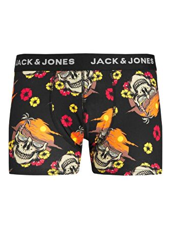 Jack & Jones Siyah Erkek Boxer 12224869_JACFLOWER SKULL MICROFIBER