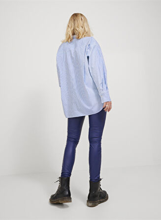 JJXX Bol Kesim Gömlek Yaka Düz Lacivert Kadın Gömlek JXJAMIE LS RELAXED POPLIN SHIRT WVN