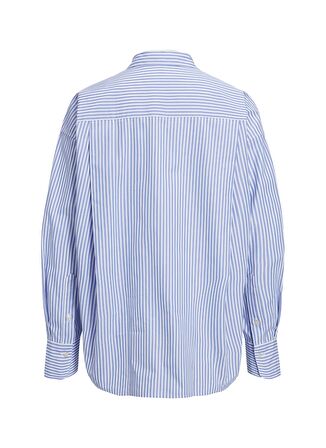 JJXX Bol Kesim Gömlek Yaka Düz Lacivert Kadın Gömlek JXJAMIE LS RELAXED POPLIN SHIRT WVN