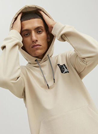 Jack & Jones Dik Yaka Gül Kurusu Erkek Sweatshırt JCOFILO SWEAT HOOD SN