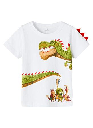 Name İt Beyaz Erkek Bebek Bisiklet Yaka Kısa Kollu Baskılı T-Shirt 13215497