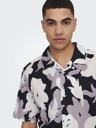 ONSTREV REG CTN LIN AOP SS SHIRT NOOS Erkek Pembe KK Gömlek - 22025125