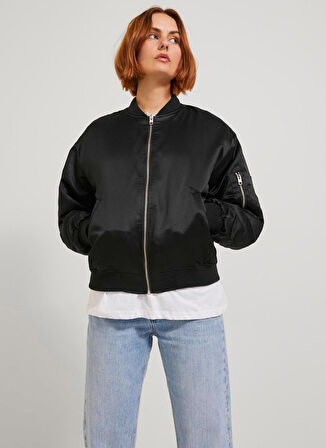 JJXX Siyah Kadın Mont JXMADISON SATIN BOMBER JACKET OTW N