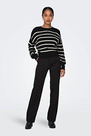 Only Kadın Onlıbı Balon Kol Bisiklet Yaka Örme Kazak 15279935 Siyah