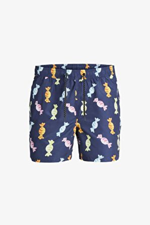 Jack & Jones Jpstfiji Jjswim  Funny Ly Lacivert Erkek Deniz Şortu 12228034-Navy