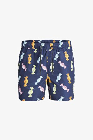 Jack & Jones Jpstfiji Jjswim  Funny Ly Lacivert Erkek Deniz Şortu 12228034-Navy