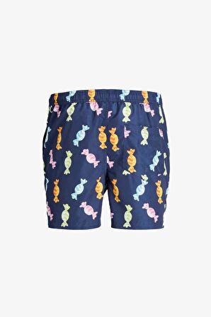 Jack & Jones Jpstfiji Jjswim  Funny Ly Lacivert Erkek Deniz Şortu 12228034-Navy