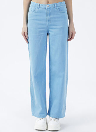 Lmtd Açık Mavi Kız Çocuk Bol Paça Bol Kesim Düz Denim Pantolon NLFROLIZZA TWI HW WIDE PANT