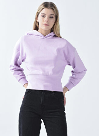 Lmtd Pembe Kız Çocuk Kapüşonlu Uzun Kollu Düz Sweatshirt NLFNOTALI SHORT BRU SWEAT W. HOOD