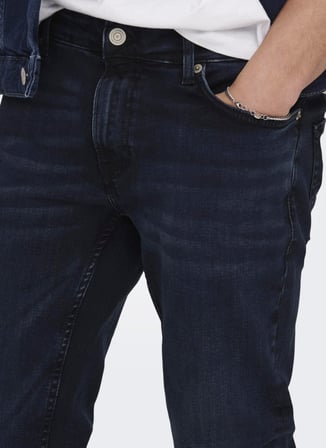 Only & Sons Normal Bel Dar Koyu Mavi Erkek Denim Pantolon ONSLOOM SLIM B.BLACK 4976 DNM JEANS