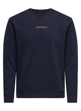 Only & Sons O Yaka Lacivert Erkek Sweatshırt ONSELON LIFE REG LOGO CREW 3840 SWT