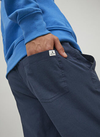 Jack & Jones Lastikli Bel Normal Lacivert Erkek Chino Pantolon 12229699_JPSTACE JJBREEZE LINEN