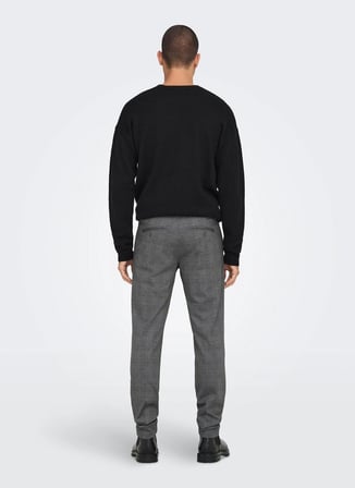 Only & Sons Normal Bel Dar Açık Gri Erkek Chino Pantolon ONSMARK SLIM CHECK PANTS 9887 NOOS