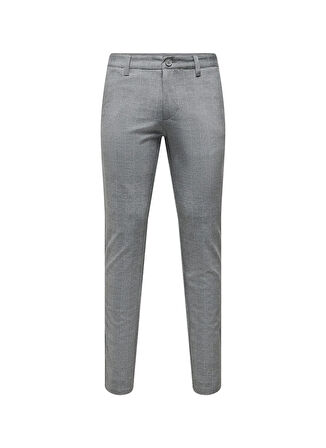 Only & Sons Orta Bel Dar Gri Erkek Chino Pantolon ONSMARK SLIM CHECK PANTS 9887 NOOS