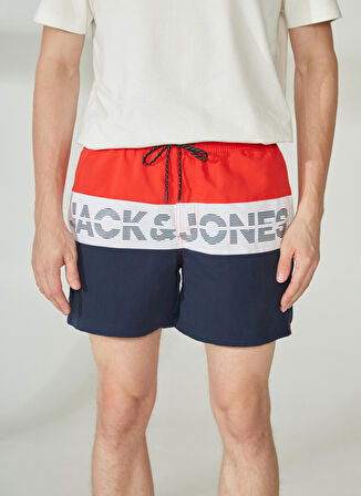 Jack & Jones Dar Kırmızı Erkek Şort JPSTFIJI JJSWIM COLORBLOCK SN