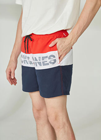 Jack & Jones Dar Kırmızı Erkek Şort JPSTFIJI JJSWIM COLORBLOCK SN