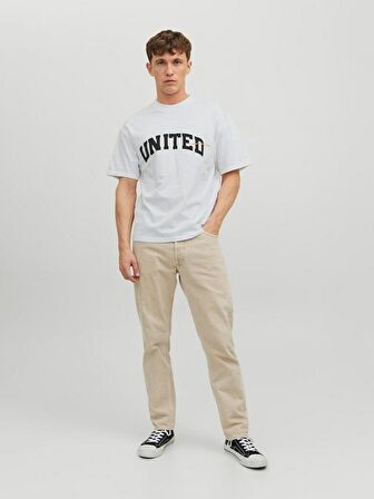Jack & Jones Bisiklet Yaka Baskılı Beyaz Erkek T-Shirt 12227718_JORBRINK STUDIO TEE SS CRE