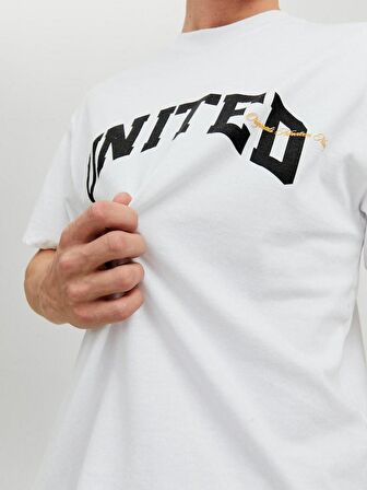 Jack & Jones Bisiklet Yaka Baskılı Beyaz Erkek T-Shirt 12227718_JORBRINK STUDIO TEE SS CRE