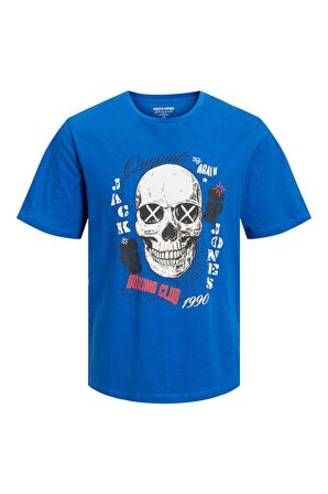 Jack & Jones Erkek Kuru Kafa Desenli Baskılı T-shirt - 12227779