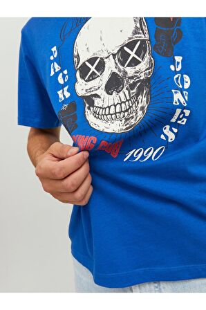 Jack & Jones Erkek Kuru Kafa Desenli Baskılı T-shirt - 12227779