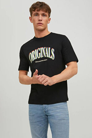 Jack & Jones Erkek Joreuphori Baskı Detaylı T-Shirt 12232256 Siyah