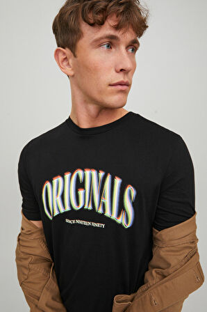 Jack & Jones Erkek Joreuphori Baskı Detaylı T-Shirt 12232256 Siyah