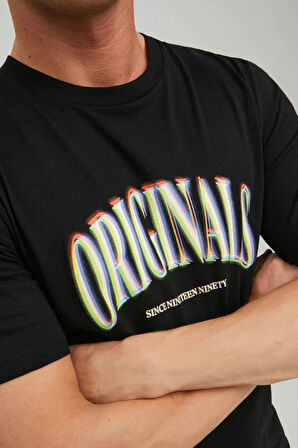 Jack & Jones Erkek Joreuphori Baskı Detaylı T-Shirt 12232256 Siyah