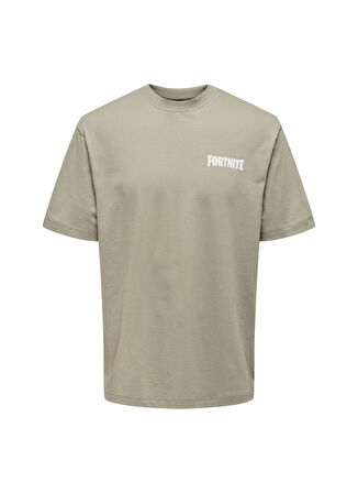 Only & Sons O Yaka Baskılı Açık Haki Erkek T-Shirt 22026037_ONSFORTNITE RLX SS TEE