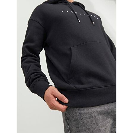 JACK&JONES JJESTAR JJ SWEAT HOOD NOOS SİYAH