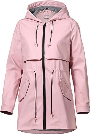 Only Kapüşonlu Regular Fit Pudra Kadın Yağmurluk 15161241