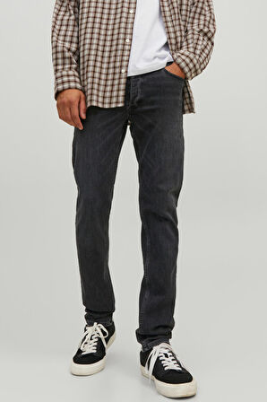 Jack & Jones Normal Bel Dar Siyah Erkek Denim Pantolon JJIGLENN JJEVAN AM 777 LID