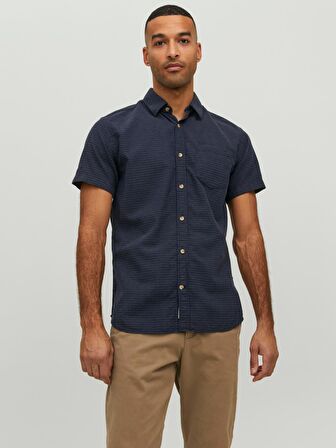 Jack&Jones Kısa Kollu Lacivert Erkek Gömlek 12235362