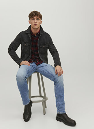 Jack & Jones Normal Bel Slim Straight Mavi Erkek Denim Pantolon 12229815_JJITIM JJDAVIS JJ 074 NOOS