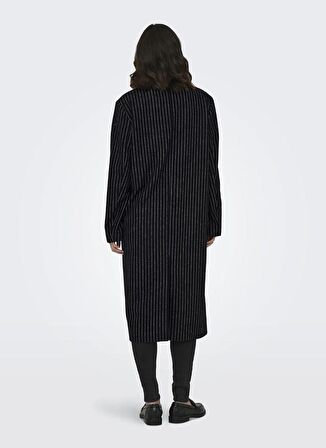 Only Koyu Siyah Kadın Çizgili Kaban 15293673 ONLJOSIE PIN STRIPE WOOL COAT CC OT