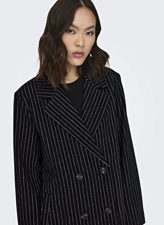 Only Koyu Siyah Kadın Çizgili Kaban 15293673 ONLJOSIE PIN STRIPE WOOL COAT CC OT