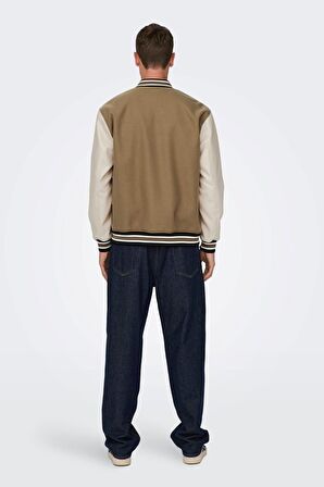 ONLY & SONS ONSJASON VARSITY JACKET OTW ACIK KAHVE