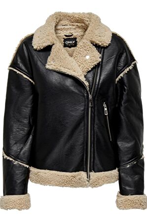 ONLY ONLWILMA FAUX LEATH SHERPA JACKET CC OTW SİYAH