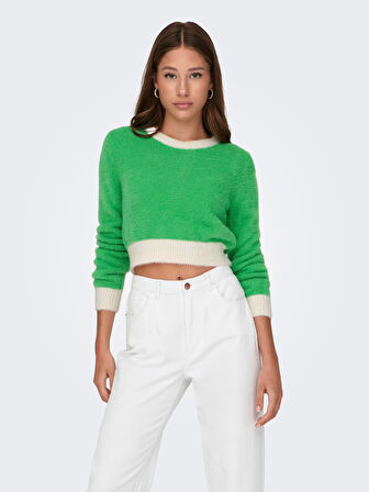 ONLPIUMO L/S CONTRAST PULL CC KNT KADIN CROP KAZAK