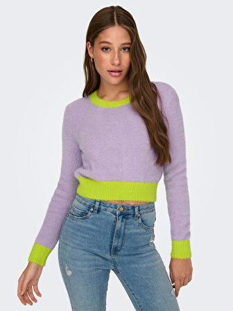 ONLPIUMO L/S CONTRAST PULL CC KNT KADIN CROP KAZAK