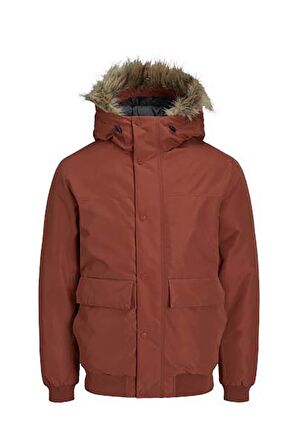 Jack & Jones Erkek Jjchamp Kapüşonlu Mont 12236822 Tarçın