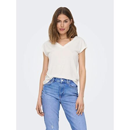 Only Onlfree Life S/S Mod V-Neck Top Jrs Noos Kadın T-shirt
