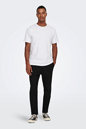 Only & Sons Erkek Onslinus Beli Lastikli Keten Pantolon 22024966 Siyah