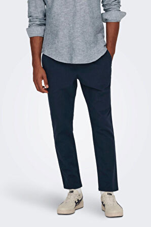 Only & Sons Erkek Onslinus Beli Lastikli Keten Pantolon 22024966 Lacivert