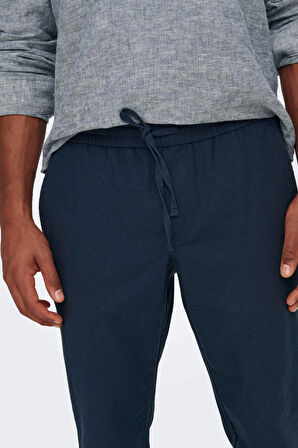 Only & Sons Erkek Onslinus Beli Lastikli Keten Pantolon 22024966 Lacivert