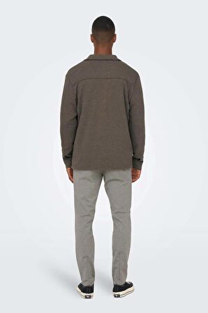 Only & Sons Erkek Onsnewkodyl Çift Cep Detaylı Uzun Kol Gömlek 22021279 Kahverengi