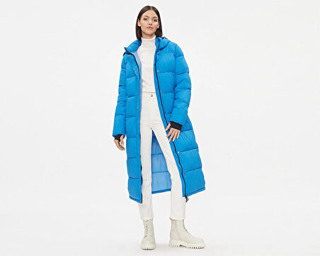Only Onlann Premium Puffer Coat Kadın Günlük Mont 15287913-DIRECTOIRE-BLUE Mavi