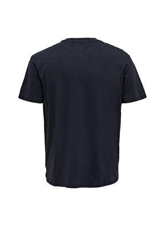 Only & Sons O Yaka Düz Lacivert Erkek T-Shirt 22025286_ONSPERRY LIFE REG LEAF SS
