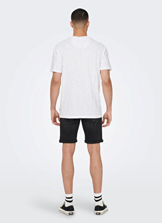 Only & Sons O Yaka Düz Beyaz Erkek T-Shirt 22025286_ONSPERRY LIFE REG LEAF SS