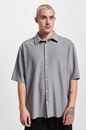 Only & Sons Erkek Onsboyy Rahat Kalıp Çizgili Kısa Kollu Gömlek 22025032 Gri