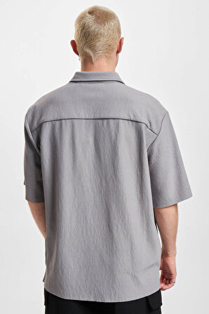 Only & Sons Erkek Onsboyy Rahat Kalıp Çizgili Kısa Kollu Gömlek 22025032 Gri